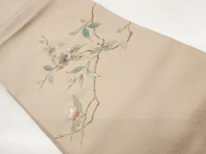 金彩螺鈿手描き枝葉に実・桔梗模様名古屋帯